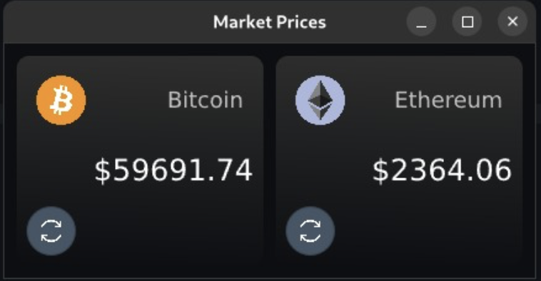 Screenshot of Market Prices