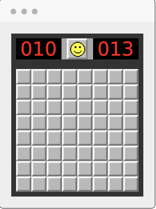 Picture of Classic Minesweeper implemented with Rust+Slint targeting WebAssembly.