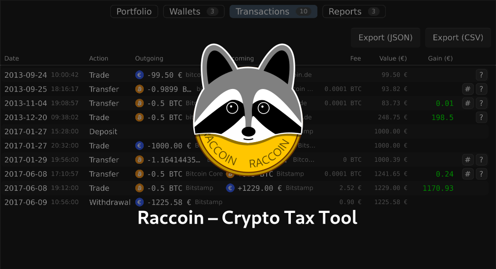 Screenshot of Raccoin