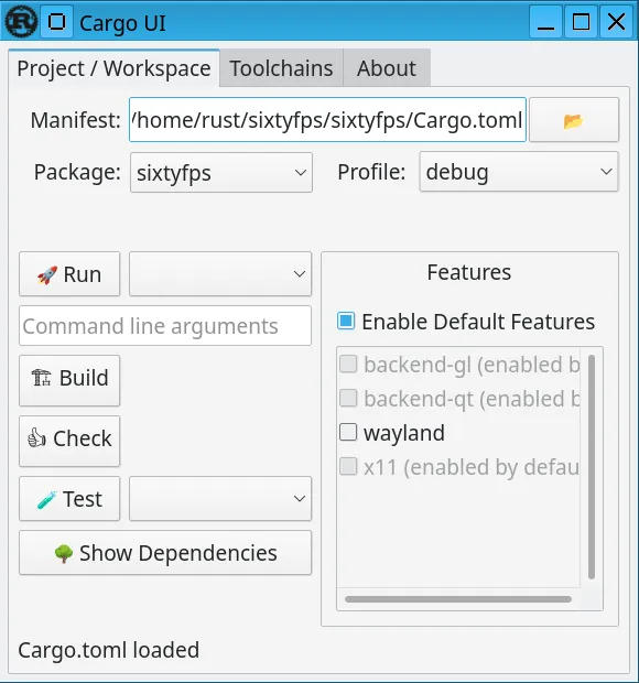 Screenshot of Cargo UI