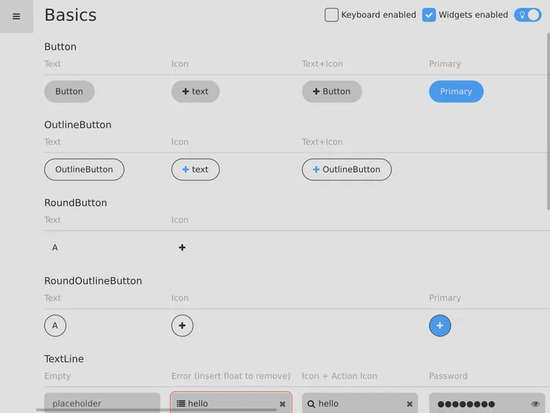 Screenshot of coop widgets