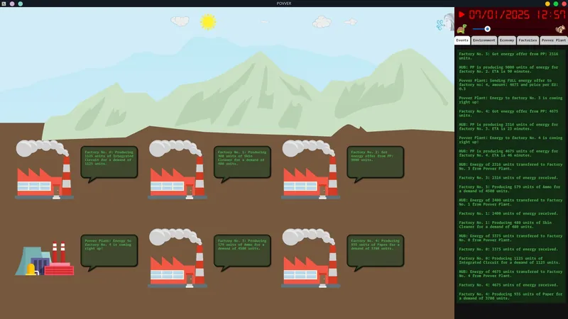 POVVER simulator main screen with events tab open